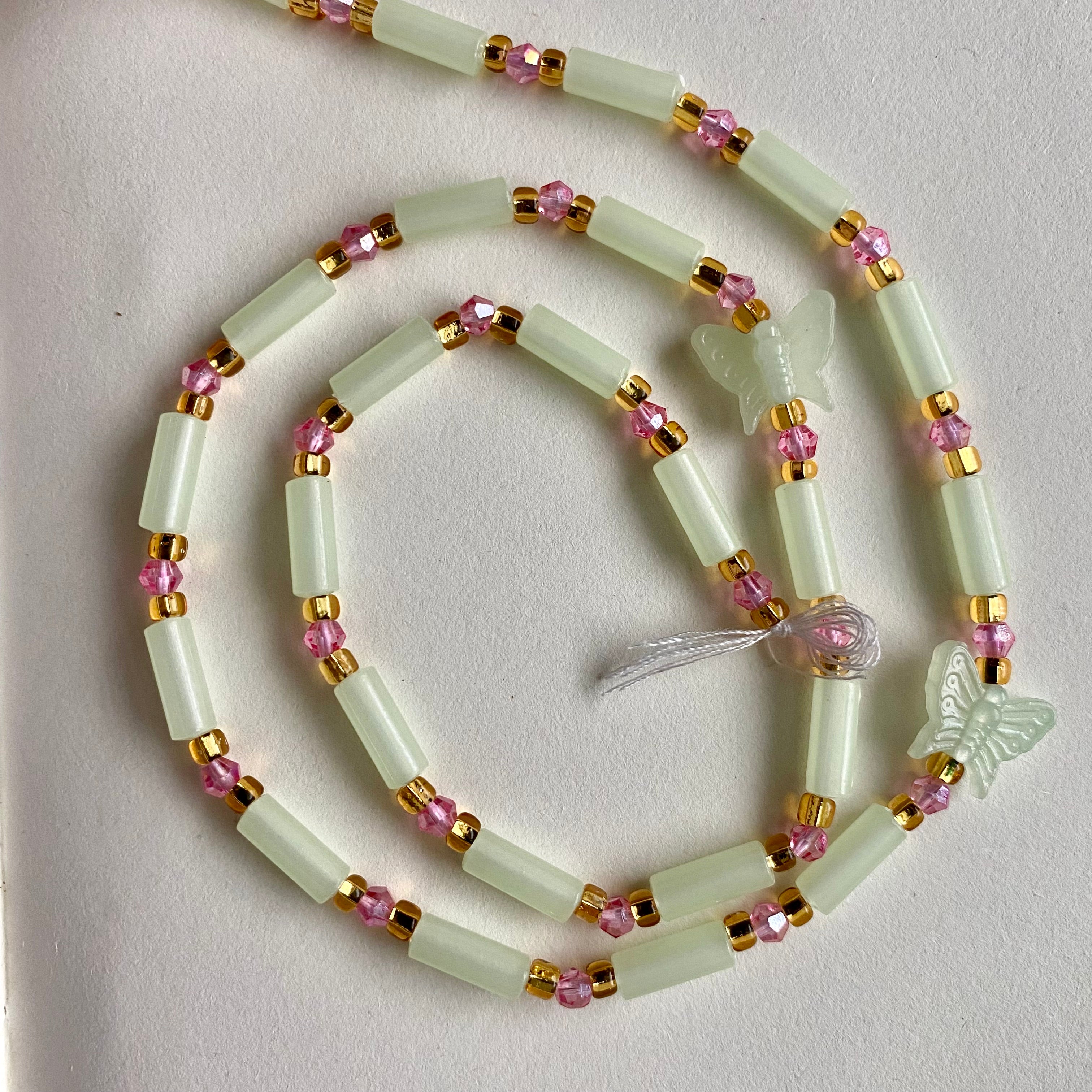 Pink Butterfly Glow in the Dark Waistbeads