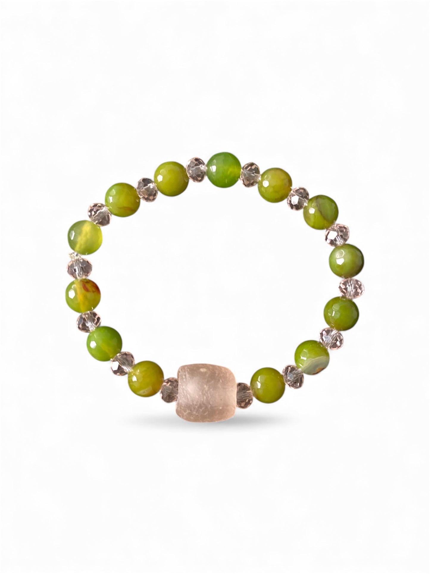 Groene Kristal en Zandloper Armband