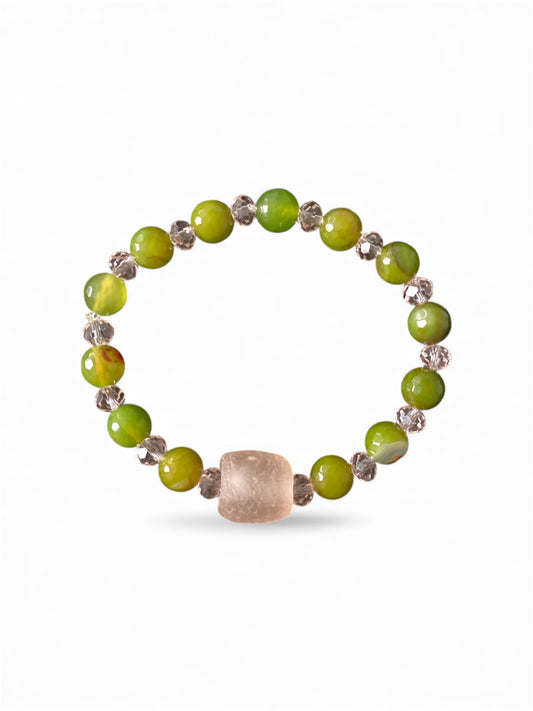 Groene Kristal en Zandloper Armband