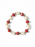 Maroon and White Glass Bracelet