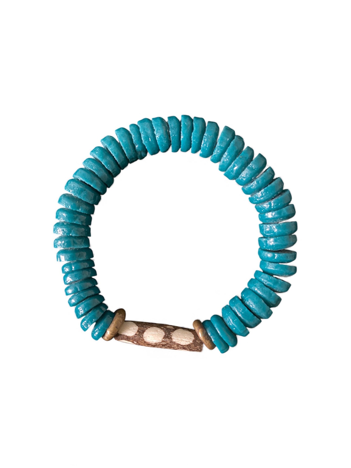Teal Batik Schijfarmband