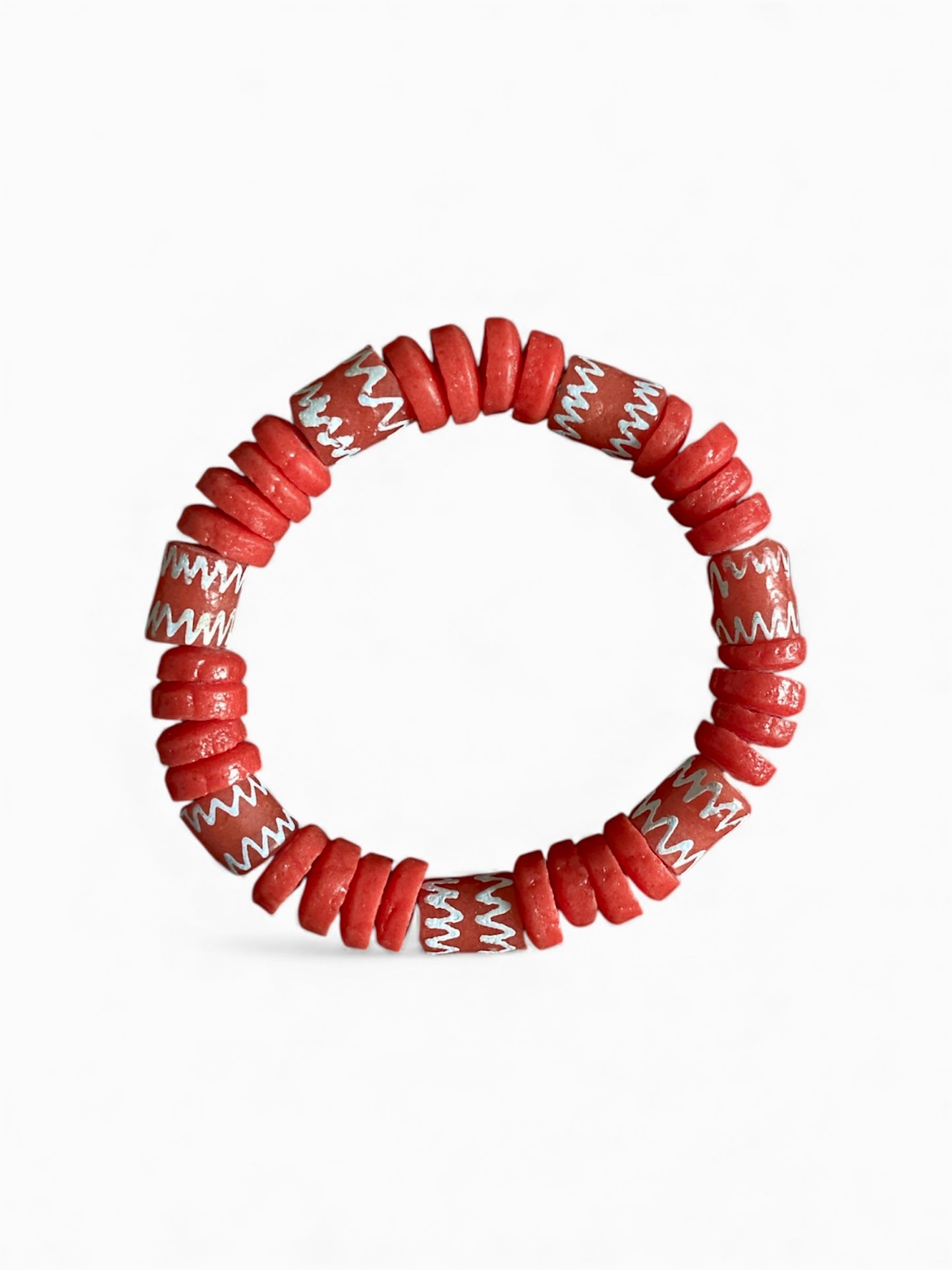 Rode & Witte Krobo Armband